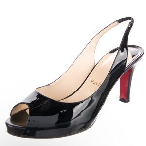 Black Slingback Peep-Toe Heels